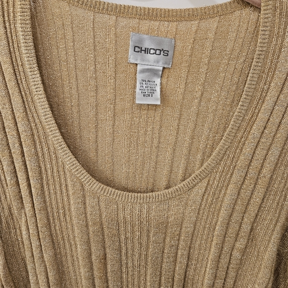 Chico's Gold Metallic Jersey - Chico's Size 2 - NWOT - Picture 2 of 9